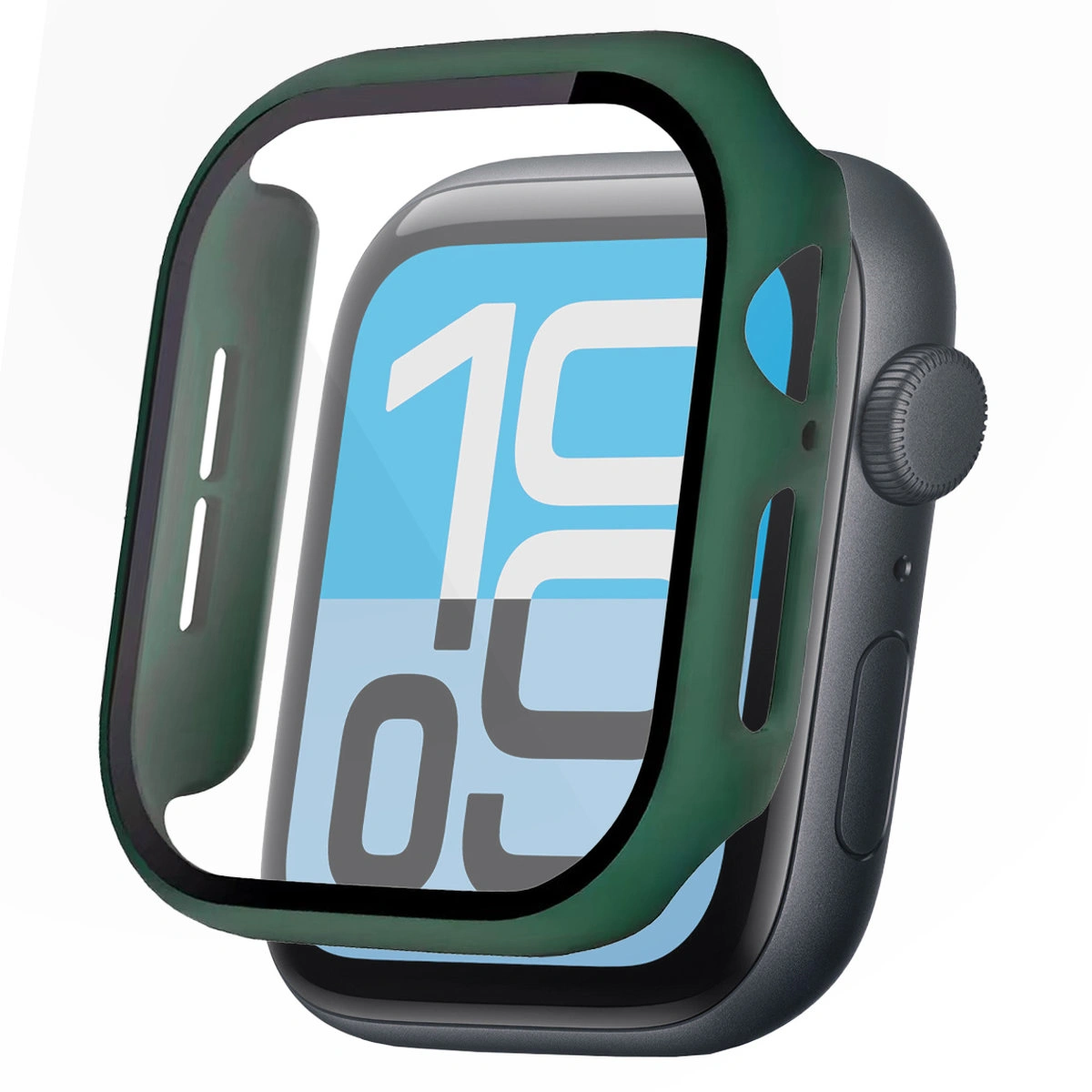 Wizualizacja nakładania etui Bizon Case Watch Adamo do Apple Watch SE 3 / SE 2 / SE / 6 / 5 / 4 (44 mm)